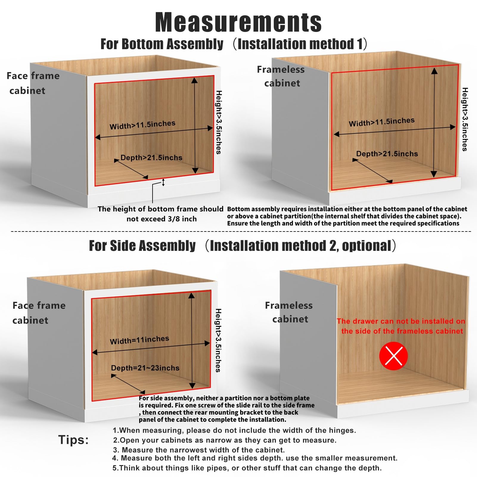 Mulush Slim Pull-Out Wooden Cabinet Drawer with Soft-Close Slides – Compact Heavy-Duty Organizer