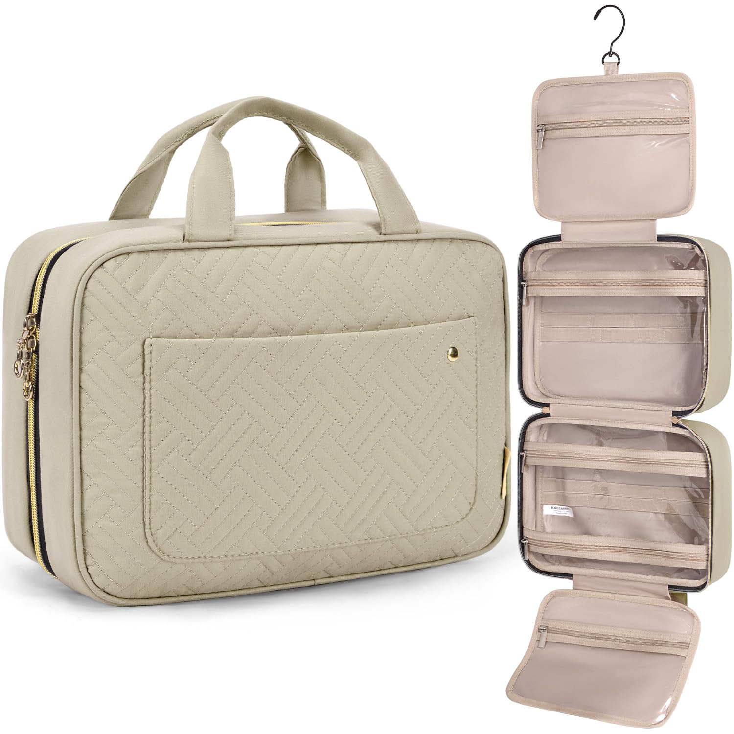 Premium Hanging Toiletry Bag with 360° Hook & Clear Travel Compartments