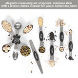 Magnetic Stainless Steel Measuring Spoons Set with Leveler & Stackable Design