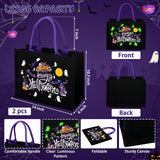 Glow-in-the-Dark Halloween Tote Bag – Large Black Canvas Trick-or-Treat Bag with Ghost & Pumpkin Design (Reusable)
