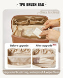 Large Capacity Makeup & Toiletry Travel Bag for Women, Waterproof Cosmetic Organizer with Brush Compartment