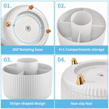 MARBRASSE 360° Rotating Desk Organizer – 5-Compartment Pen Holder & Desktop Storage Caddy for Office & Home