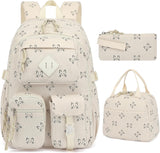 Pink Leopard Corduroy 3-Piece School Backpack Set