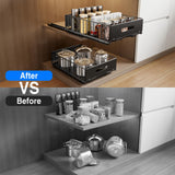 Peel & Stick Pull-Out Cabinet Organizer – 2-Pack Silent Sliding Drawers in Heavy-Duty Carbon Steel (Black)