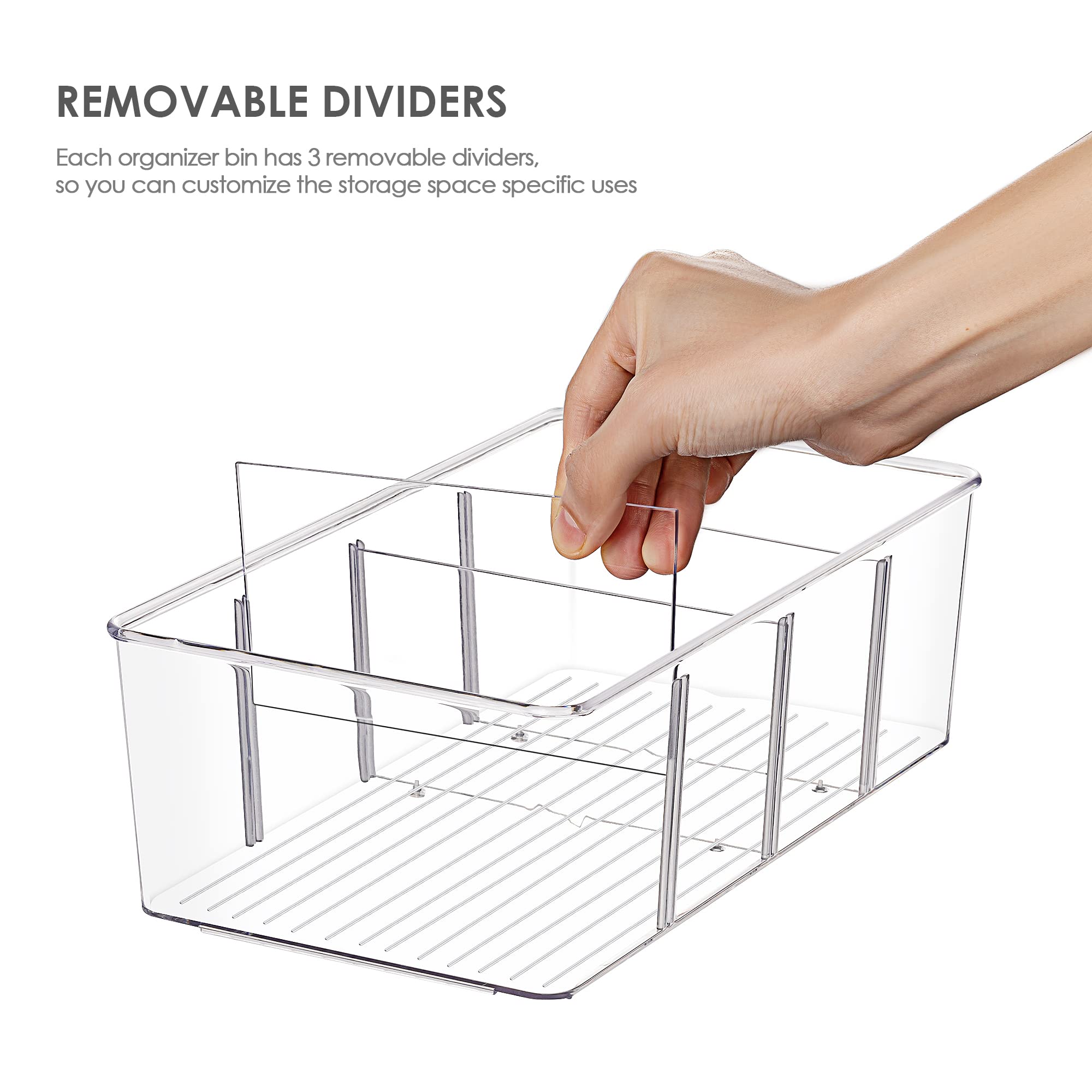 Clear Food Packet Organizer Bin with Removable Dividers – Pantry & Cabinet Storage for Snacks, Spices and Seasonings