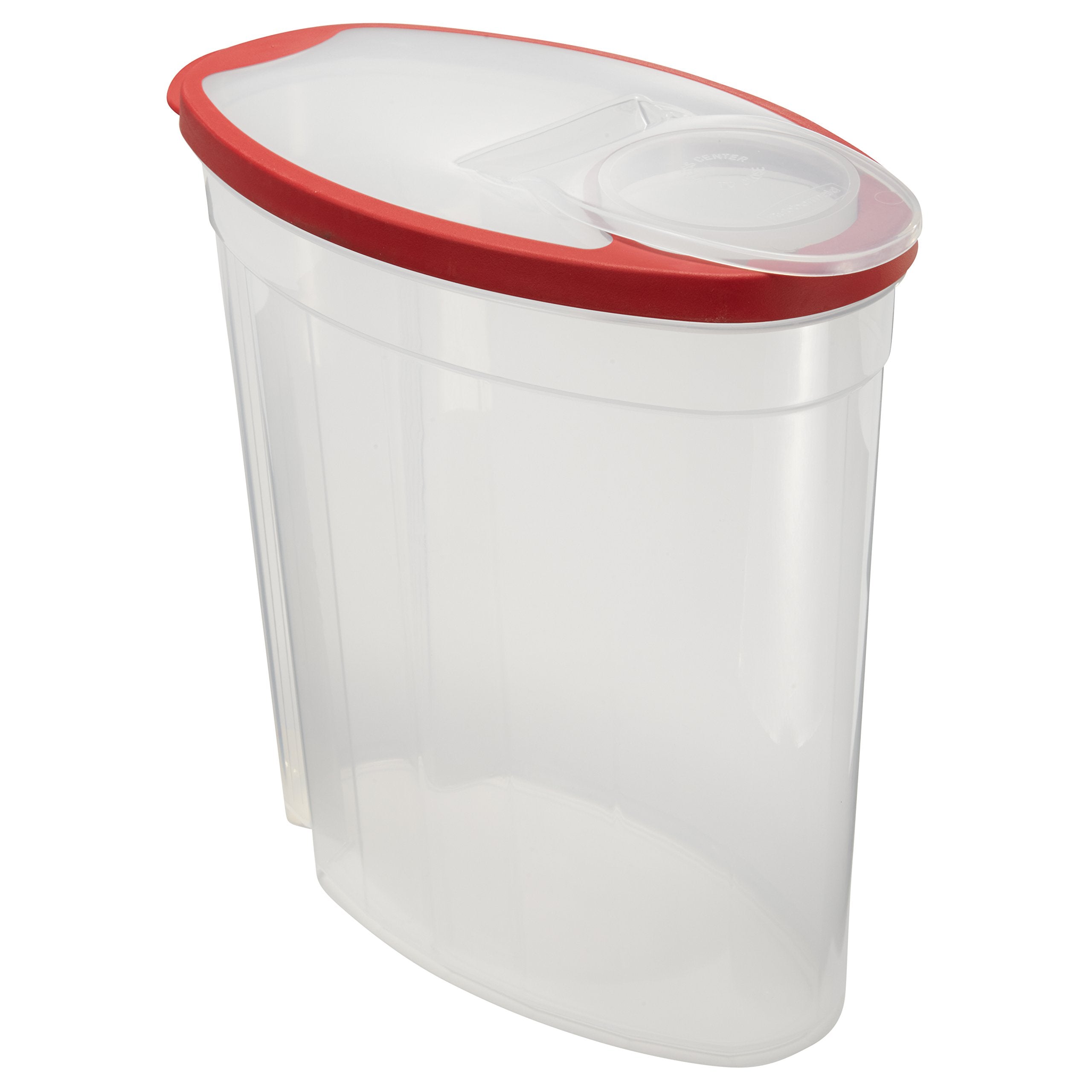 Flex & Seal Cereal Keeper Canister – BPA-Free Dry Food Storage with Easy-Pour Lid (Clear with Red Lid)