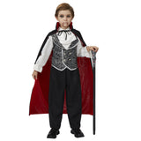 Unisex Vampire Costume with Cape & Tattoo Scar – Classic Black & Red Dracula Outfit for Kids & Adults