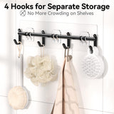 6-Pack Adhesive Shower Caddy Organizer Set – 100% Rustproof Stainless Steel (Black)