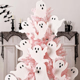 12PCS White Ghost Halloween Tree Picks – Cute Corrugated Plastic Ornaments for Indoor & Outdoor Decor