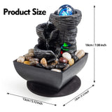 Modern Black Tabletop Water Fountain with LED Crystal Ball – Compact Indoor Zen Decor