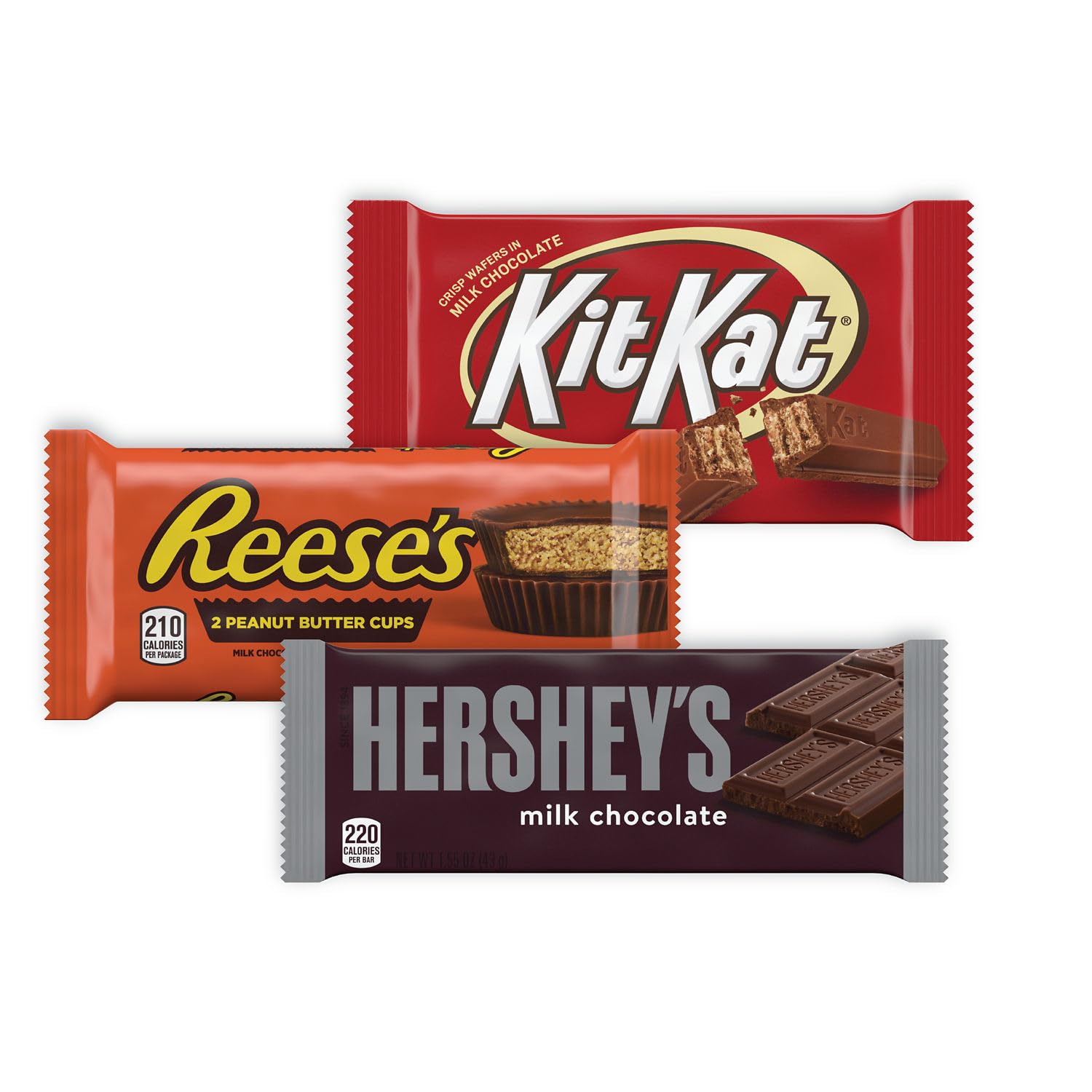 HERSHEY’S, KIT KAT & REESE’S Assorted Milk Chocolate Bars – 27.3 oz Variety Pack (18 Full-Size Bars)