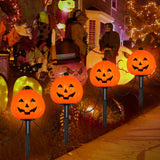 2025 LED Halloween Pumpkin Pathway Lights – 7FT Plug-In Jack-O’-Lantern Yard Stakes, UL Certified & IP44 Waterproof (4-Pack)