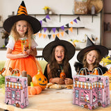 Lofaris 24 Pcs Halloween Bags 16x8x22cm, Boo Candy Store Treat Bags with Cute Ghosts & Pumpkins, Pink & Orange Party Favor Bags for Kids, Trick or Treat Goodie with Handles