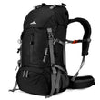 Loowoko 50L Lightweight Waterproof Hiking Backpack with Rain Cover – Camping & Backpacking Essentials – Black