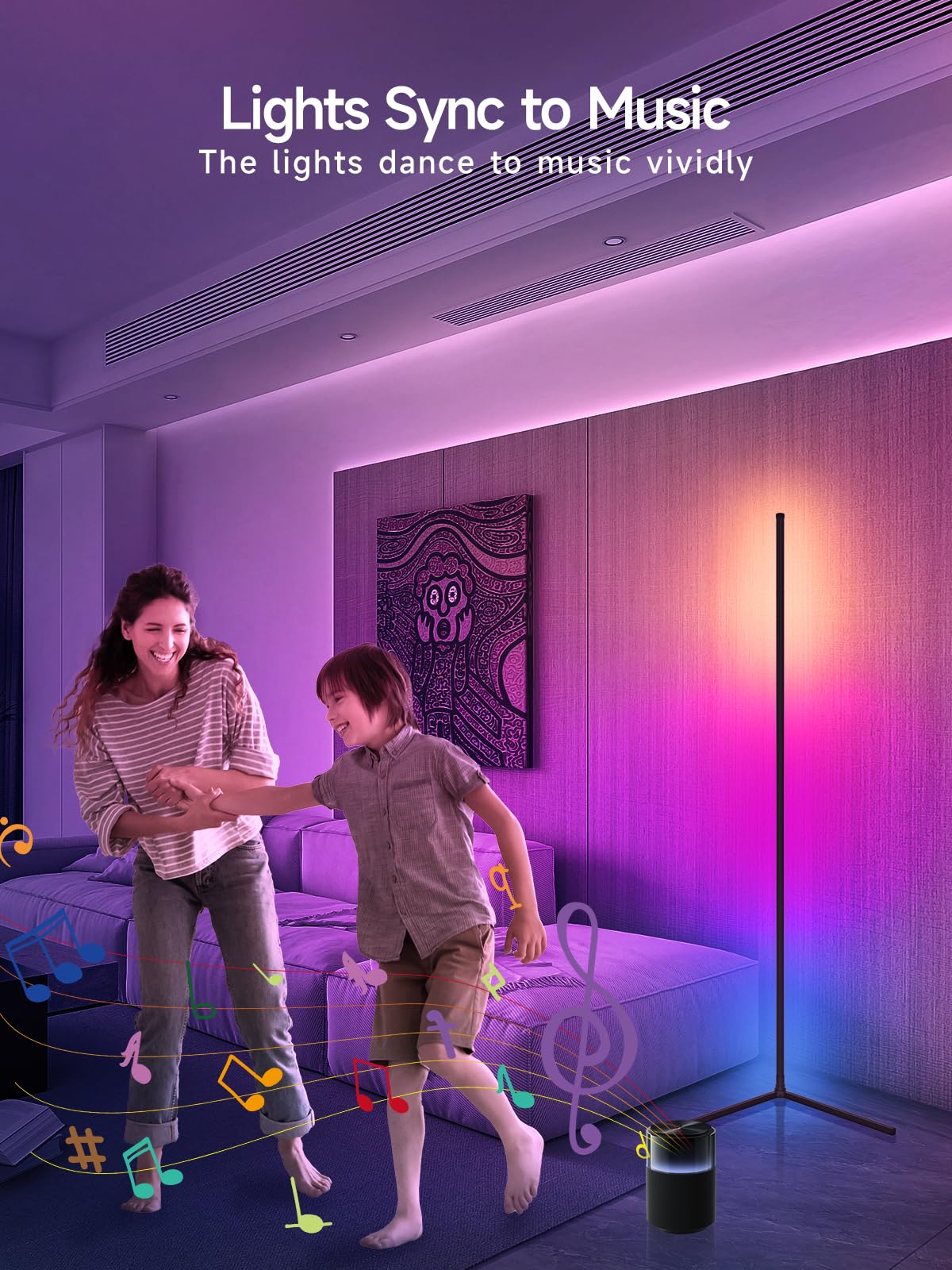 Tyute Smart RGB Corner Floor Lamp – 16M Colors, Music Sync & App Controlled Ambient Light