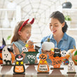 Wooden Halloween Table Decorations Set – Ghost, Black Cat, Pumpkin Monster & Skull Figurines (Multicolor, 4-Piece Set)