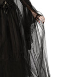 Hooded Black Tulle Cape for Adults – Full-Length Sheer Layered Cloak with Ribbon Tie by Rubie’s