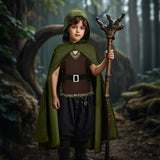 Navy Renaissance Kids Costume Set – 3-Piece Medieval Cloak, Shirt & Belt for Boys 🏰⚔️