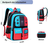 Blue Red Glow-in-the-Dark School Backpack with Laptop Sleeve