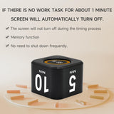 EXLLIY Rotating Focus Cube Timer with Custom Presets, Visual Energy Bar & Silent Mode – Black