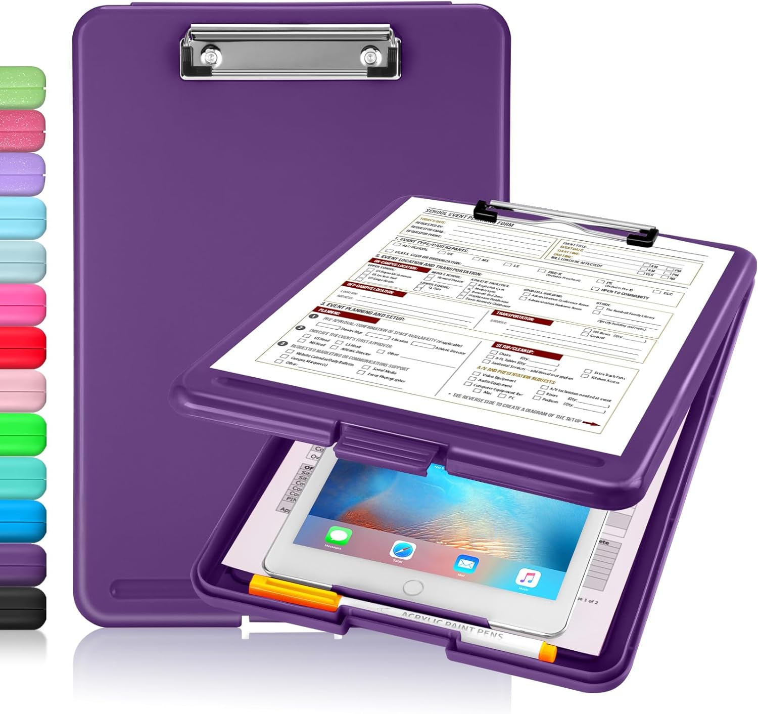 Light Pink Storage Clipboard with Low-Profile Clip