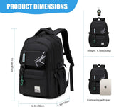Black Water-Resistant School Backpack with Laptop Sleeve