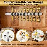Gold Stainless Steel Measuring Cups & Spoons Set – Magnetic, Double-Sided, Precision Baking Tools (16-Piece)