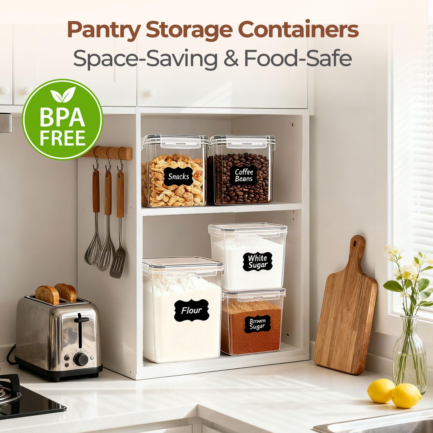 Airtight Flour & Sugar Storage Container Set – 3-Piece Stackable Pantry Organization System