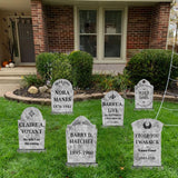 6PCS Stone Grey Halloween Tombstones Yard Signs – Realistic Graveyard Headstones with Stakes for Outdoor Cemetery Decorations