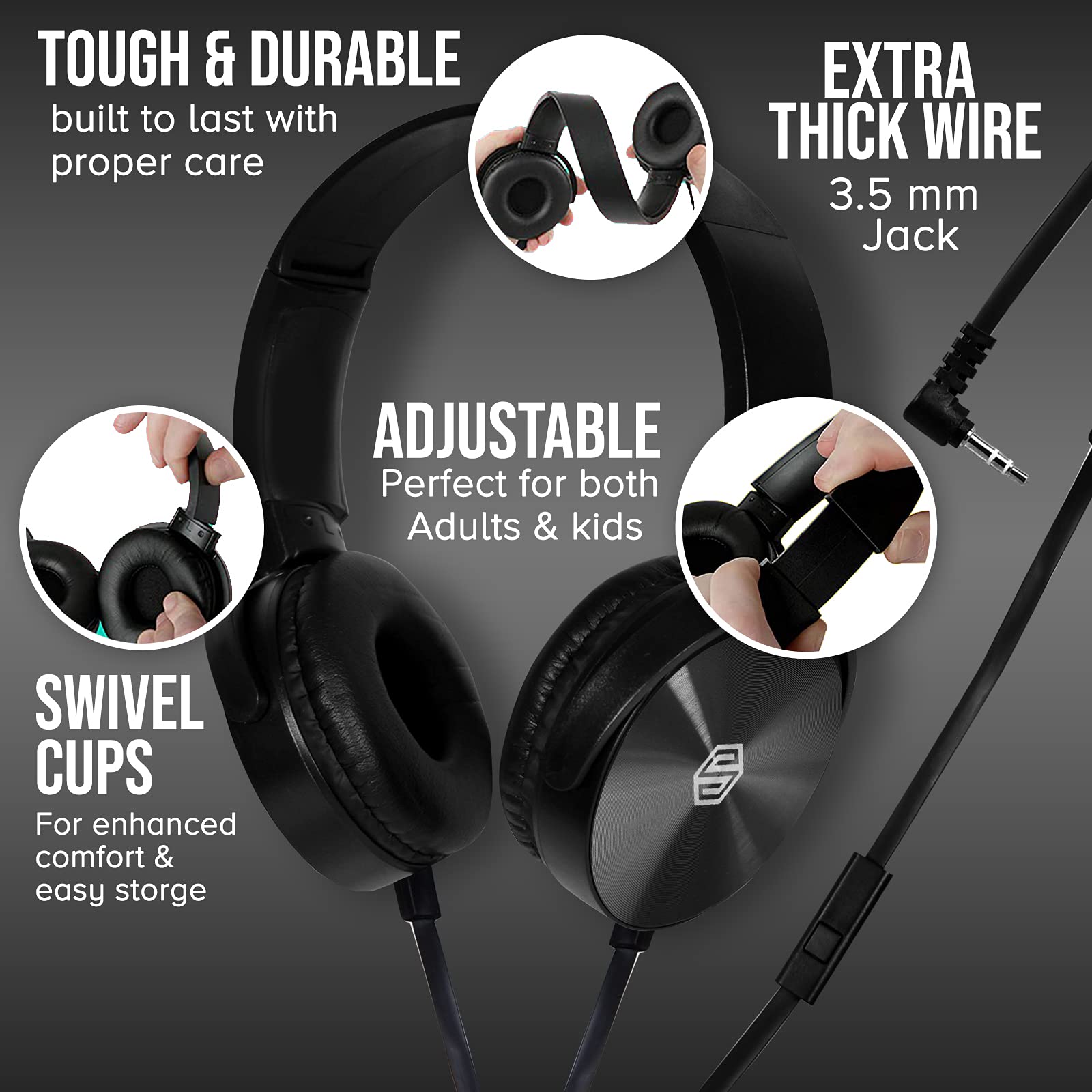 Sonitum Classroom Headphones Bulk 10-Pack – On-Ear Student Headsets with Mic for School