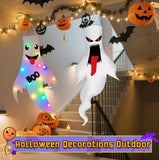 2-Pack Light-Up Hanging Ghosts – Large Outdoor Halloween Decorations with LED Lights (47 Inches, 1A-2Pack)