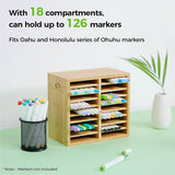 126-Marker Bamboo Desktop Organizer with 18 Compartments