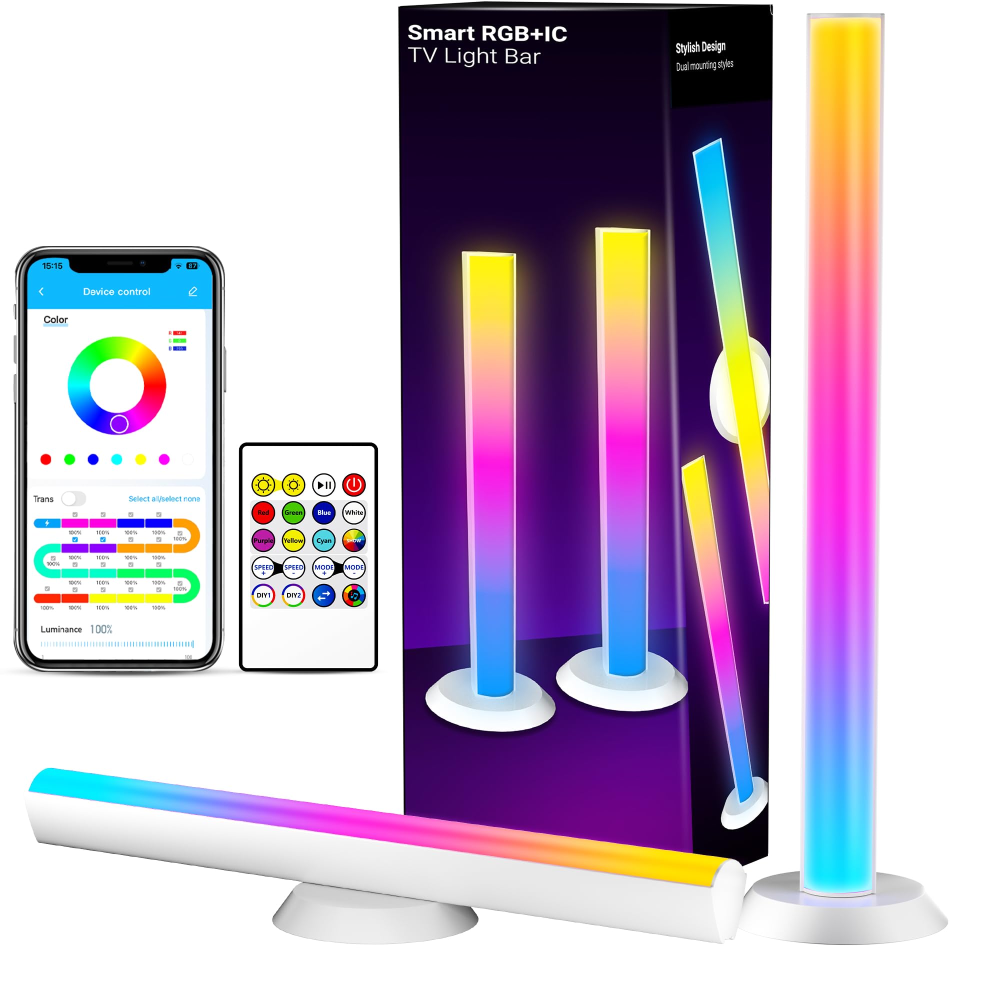 Smart RGB Light Bars with Voice Control – WiFi Ambient TV & Gaming Lights with Music Sync