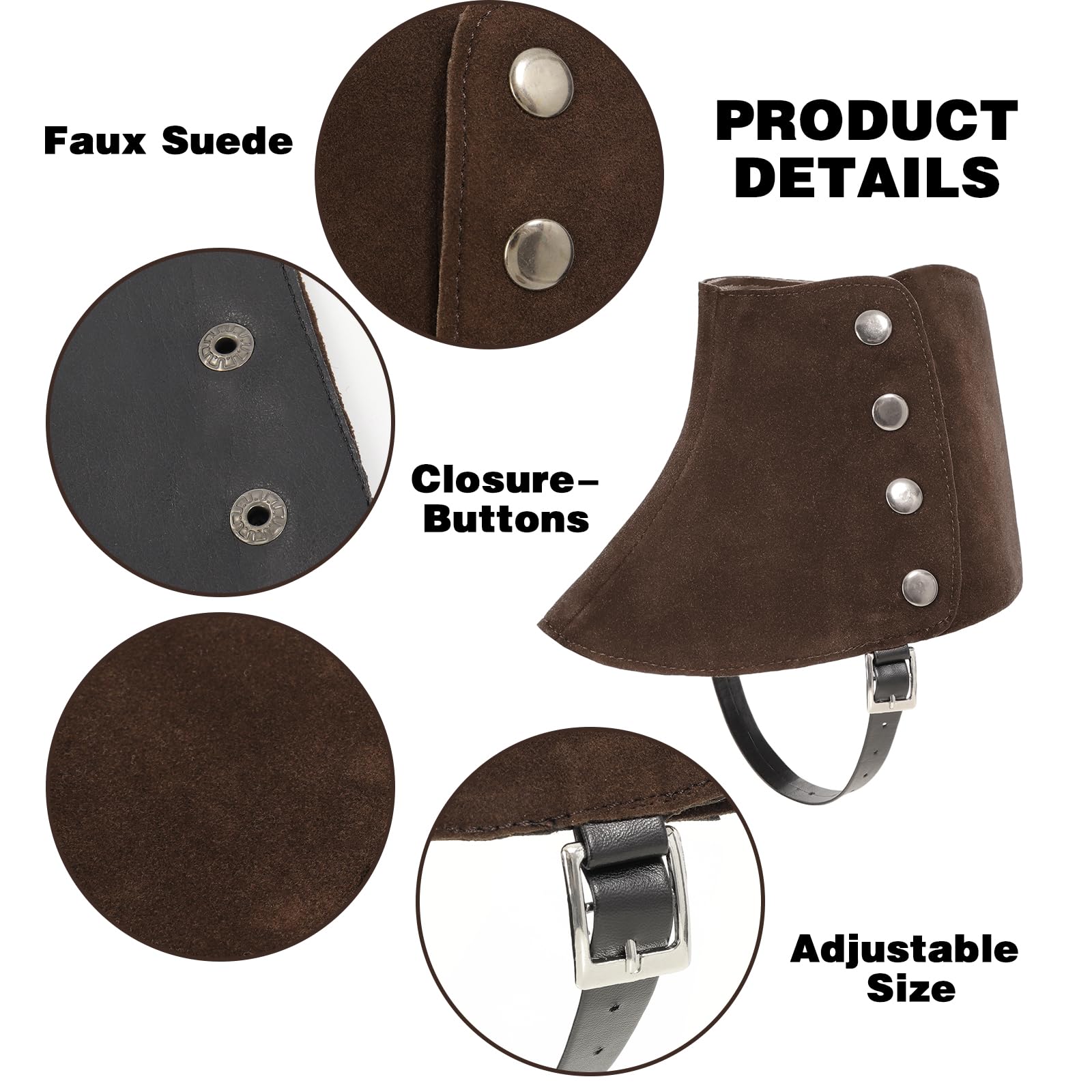 Brown Medieval Faux Leather Boot Covers – Adjustable Renaissance Gaiters with Buckle Design 🛡️👢
