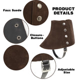 Brown Medieval Faux Leather Boot Covers – Adjustable Renaissance Gaiters with Buckle Design 🛡️👢