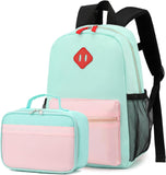 Black Grey Kids Backpack Set with Insulated Lunch Bag