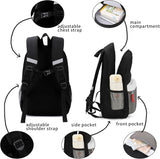 Black Grey Kids Backpack Set with Insulated Lunch Bag