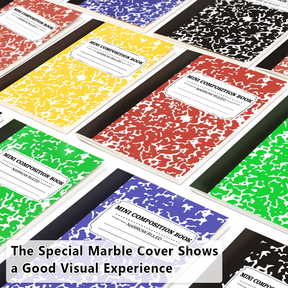 Feela Mini Composition Notebooks – 70 Pack Pocket Size Lined Journals in 5 Solid Colors (4.5” x 3.25”)