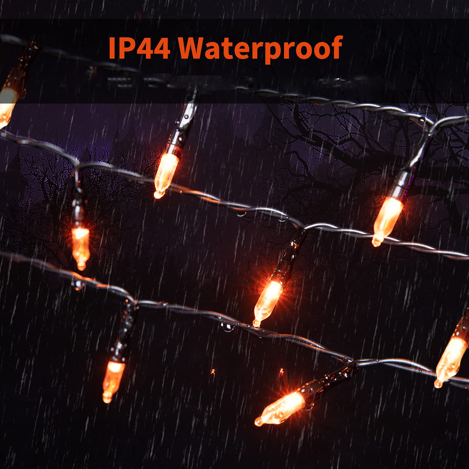 39FT Orange Halloween String Lights – 100 LED Plug-in Twinkle Lights with 8 Modes & Extendable Design for Outdoor Décor