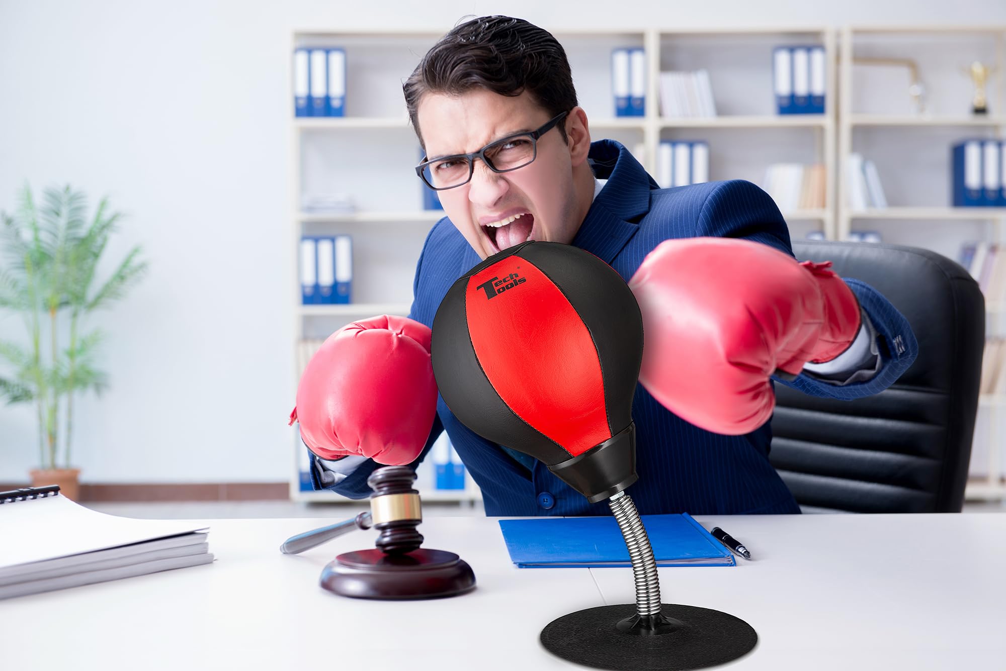 Tech Tools Desktop Punching Bag Stress Relief Toy with Strong Suction Base Funny Office Desk Accessory