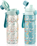 Kids Water Bottle Set – 17 oz Insulated Stainless Steel & 24 oz Leakproof Tritan Sports Bottle