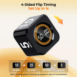 EOOCOO Visual Pomodoro Timer Cube with Gravity Flip, LED Progress Display & USB-C Rechargeable Design – Black