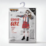 Bloody Zombie Schoolgirl Costume – Gray Jacket, Tie & Skirt with Socks for Halloween 🧟‍♀️