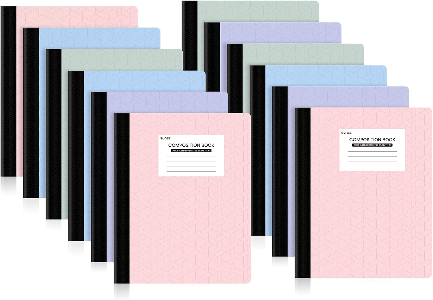 4-Pack Wide Ruled Composition Notebooks with 160 Pages and Durable Sewn Binding