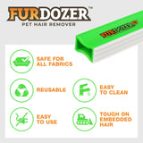 FurDozer X6 Multi-Surface Pet Hair Remover Tool with Crevice Cleaner & Fabric-Safe Rubber Design – Reusable & Professional Grade