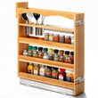 Solid Wood 4-Tier Pull-Out Spice Rack – Slim Soft-Close Cabinet Organizer for Narrow Pantry Spaces