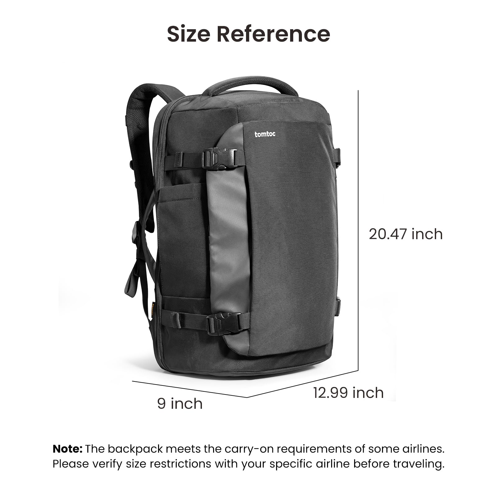 Tomtoc 40L Carry-On Travel Backpack TSA Friendly, Flight Approved Business Rucksack for 17.3 Inch Laptop