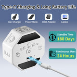 Rechargeable Pomodoro Timer with Magnetic Back, Flip Control & Auto-Rotating Screen, Preset 3/5/10/25/30/60 Min, Custom Countdown & Clock for Study, Office & Kitchen – White