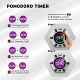 JACK Pomodoro Timer Productivity Cube with Visual Display, 3-5-10-25-30-60 Min Presets, Mute/Vibration/Sound Alerts, Rechargeable Focus Timer for Office, Study & ADHD – Silver