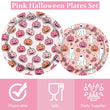 Pink & Black Halloween Party Plates Set – 60 Pcs Disposable Plates & Napkins with Pumpkin & Ghost Designs for Birthday & Baby Shower